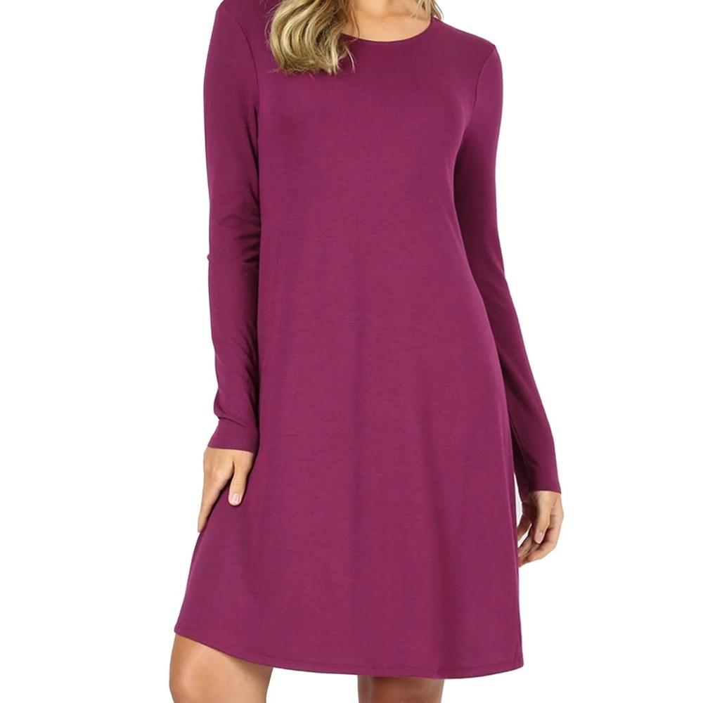 Zenana Outfitters Long Sleeve Purple Dress